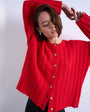 Topshop knitted wider rib cardigan in rust