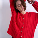 Topshop knitted wider rib cardigan in rust