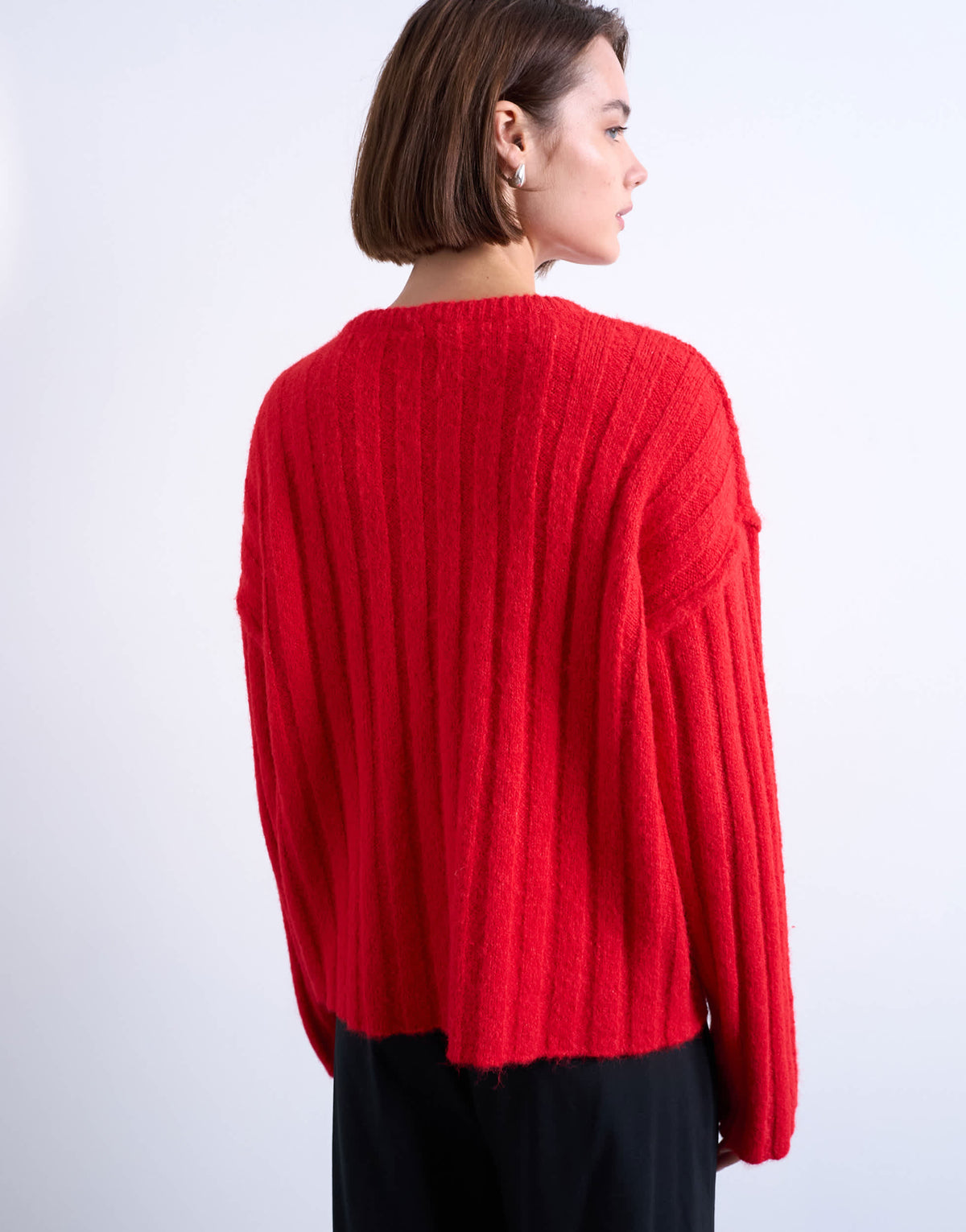 Topshop knitted wider rib cardigan in rust