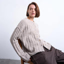 Topshop knitted wider rib cardigan in oat