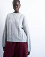 Topshop knitted oversized cable and wide rib jumper in grey