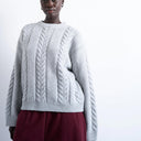 Topshop knitted oversized cable and wide rib jumper in grey