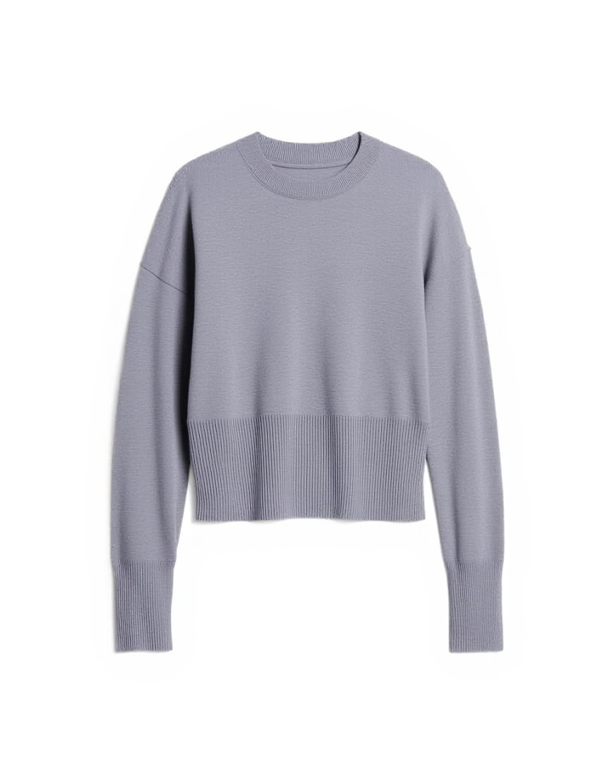 Topshop knitted clean cinch waist jumper in grey