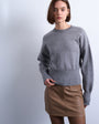 Topshop knitted clean cinch waist jumper in grey
