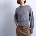 Topshop knitted clean cinch waist jumper in grey