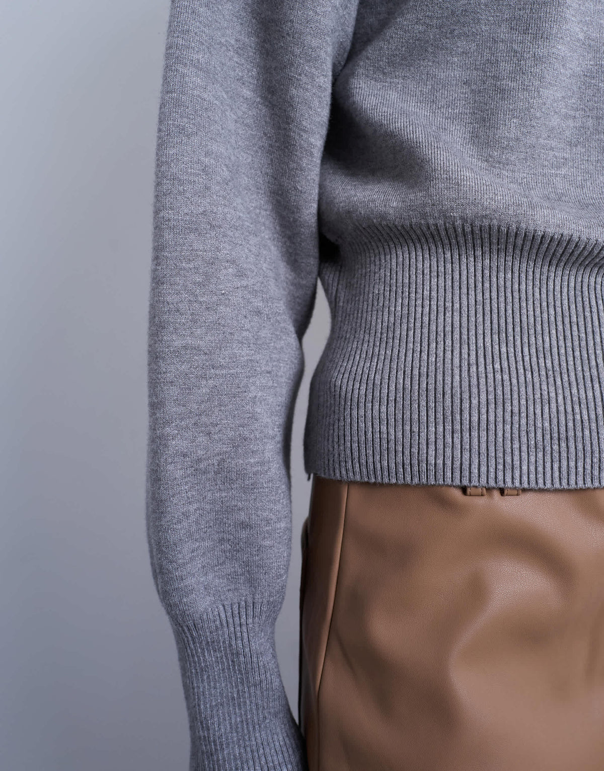 Topshop knitted clean cinch waist jumper in grey