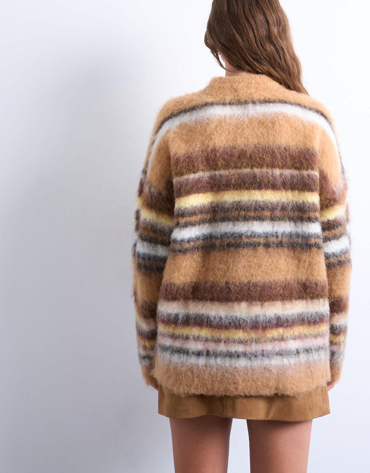 Topshop knitted oversized stripe jumper in neutral