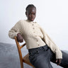 Topshop Strickjacke mit Zopfmuster und taillierter Passform in Hafer