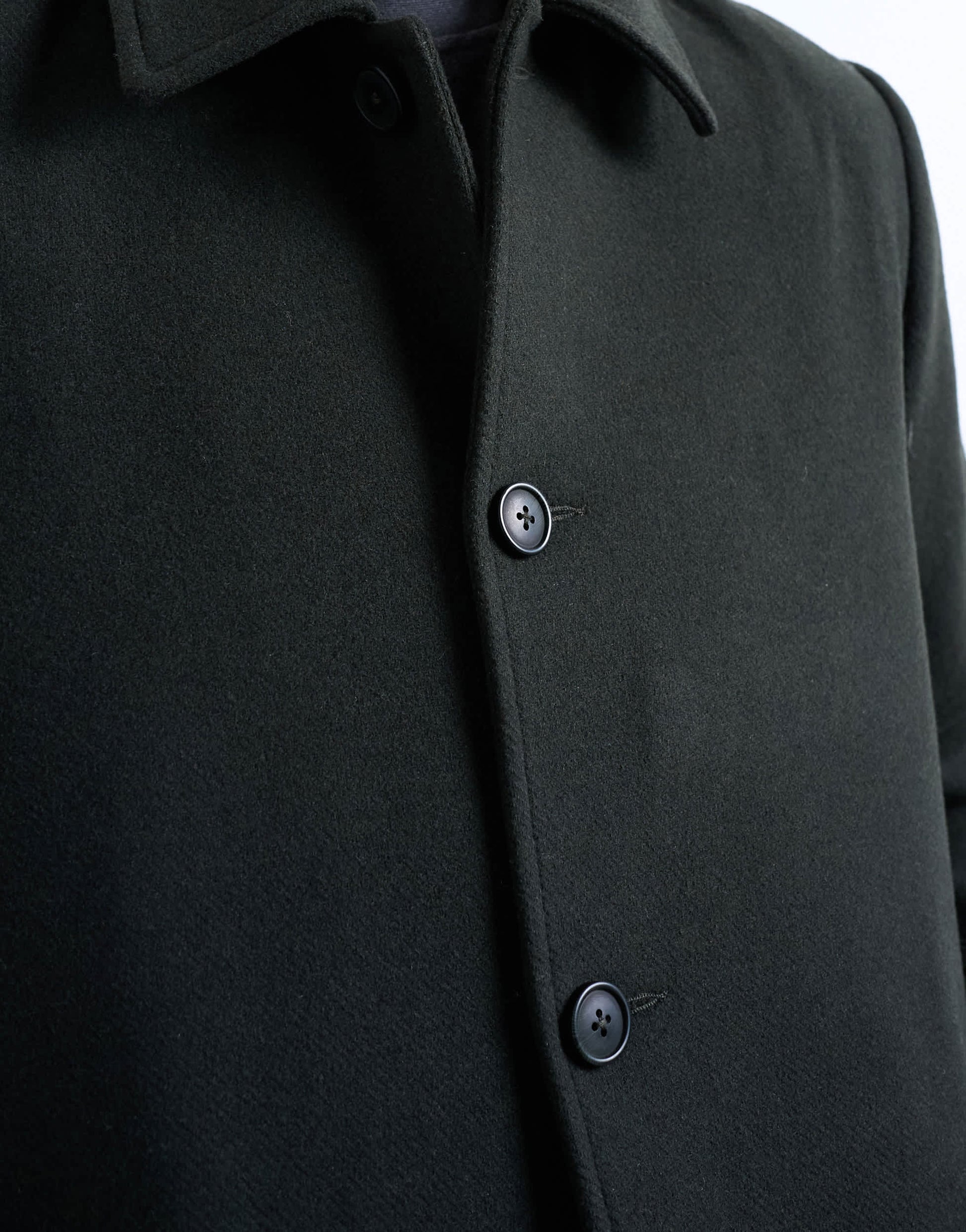 Topman wool blend car coat in dark green