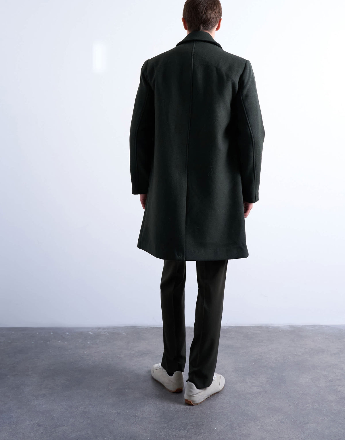 Topman wool blend car coat in dark green