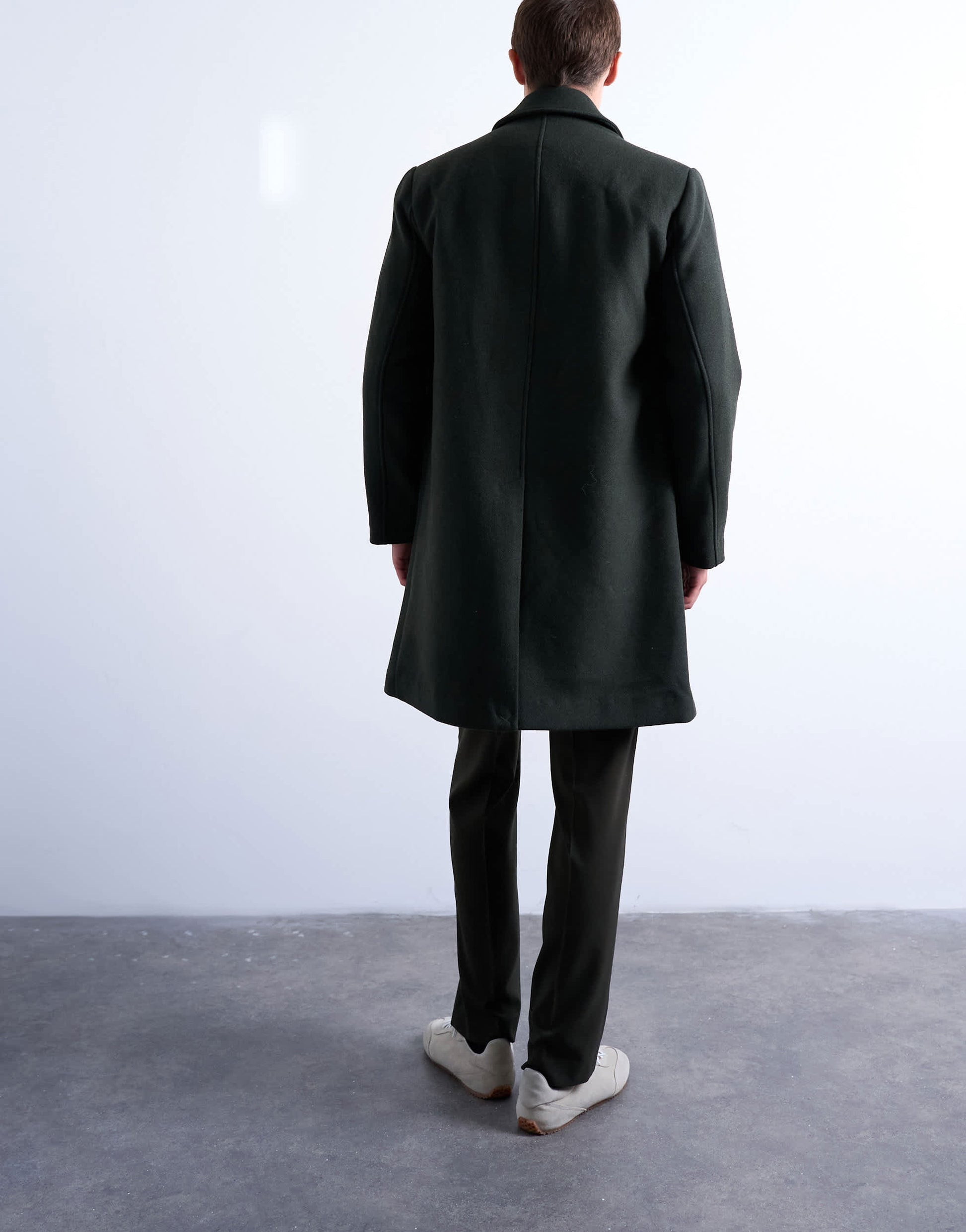 Topman wool blend car coat in dark green