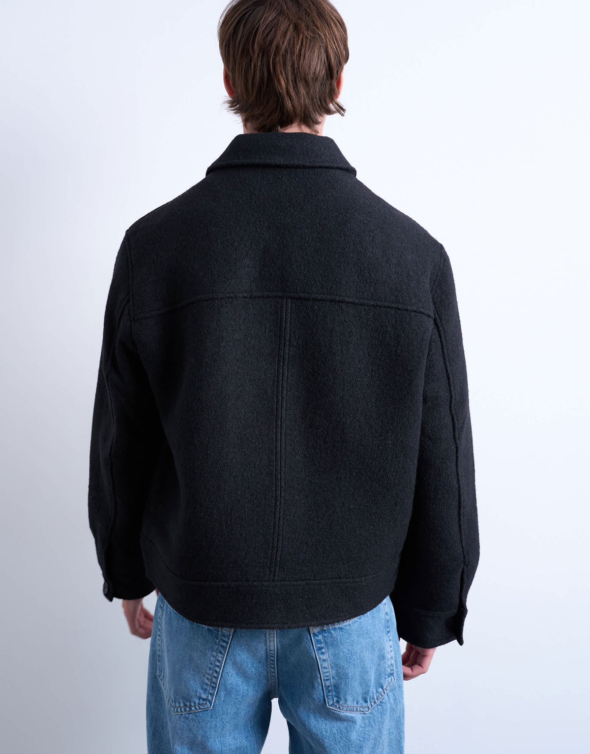 Topman wool blend zip through shacket in dark grey