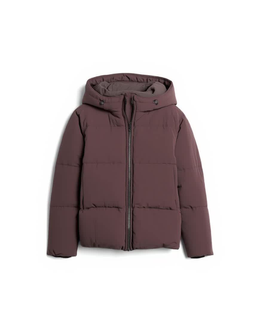 Topman textured puffer jacket in dark brown