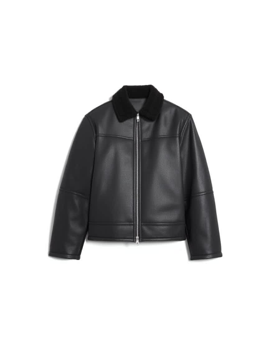 Topman faux shearling jacket with zip pockets in black