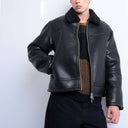 Blouson Topman en fausse fourrure lainée noire avec poches zippées