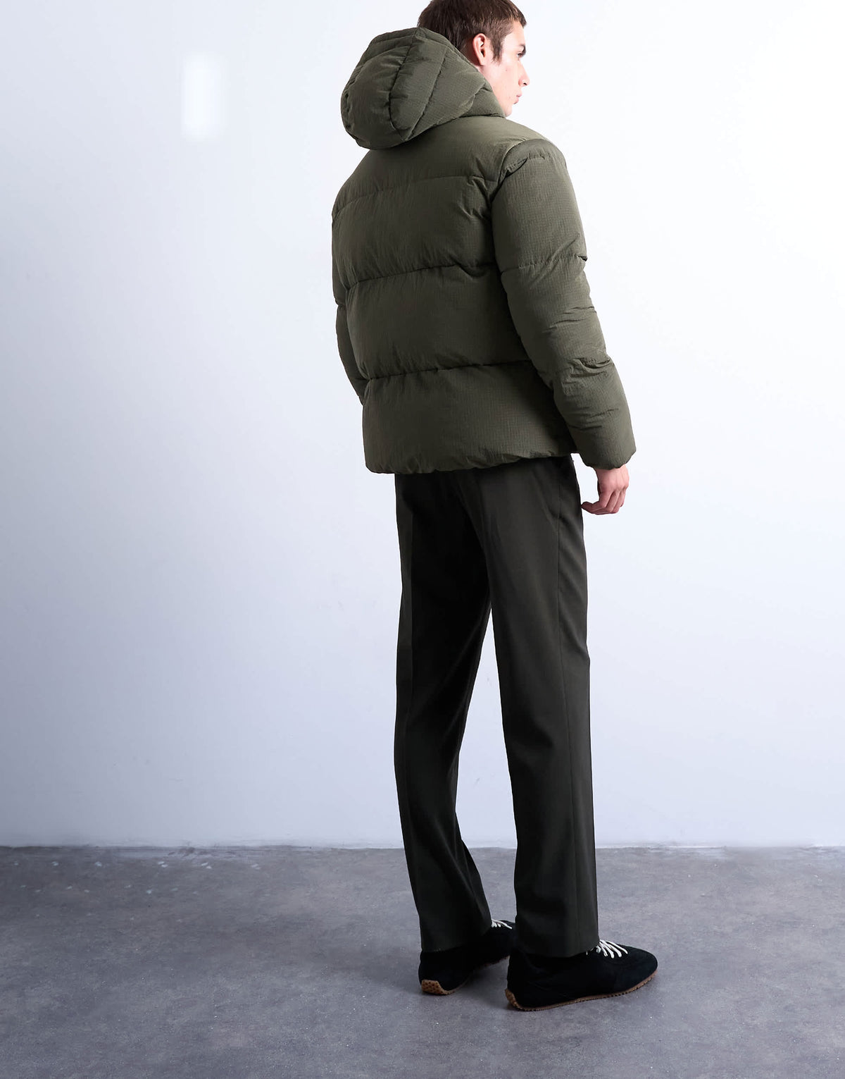 Topman textured puffer jacket in dark khaki