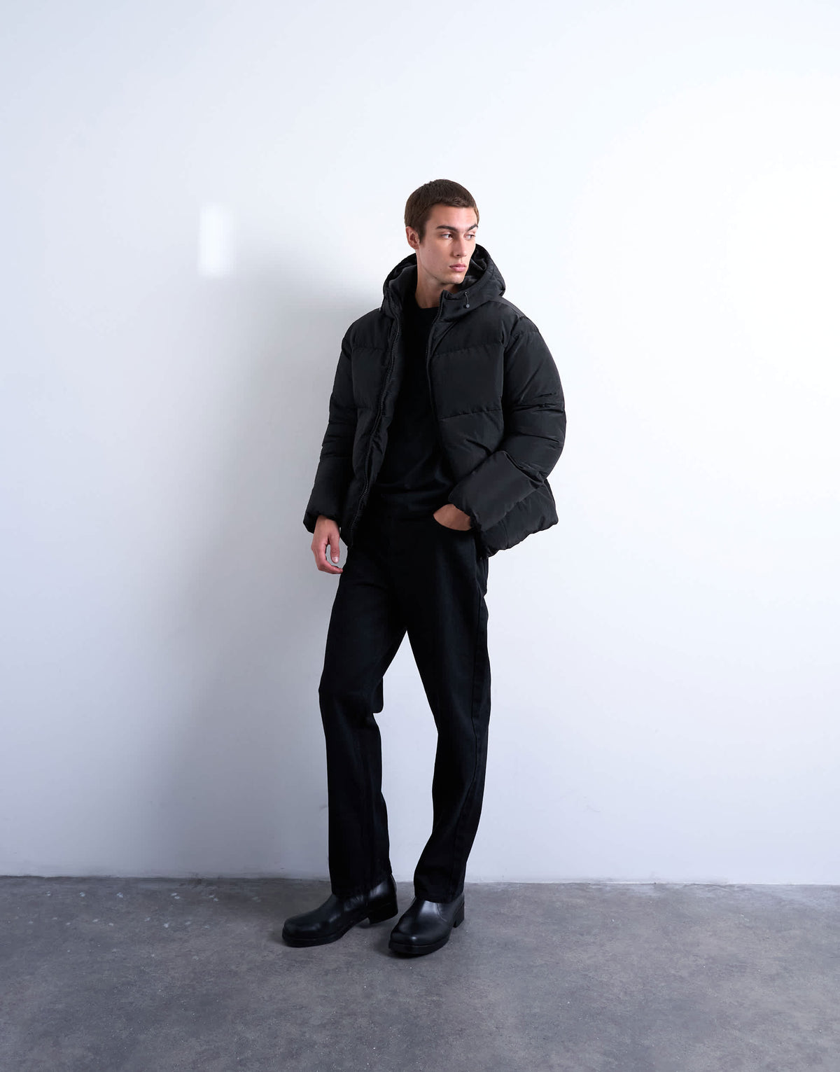 Topman textured puffer jacket in black