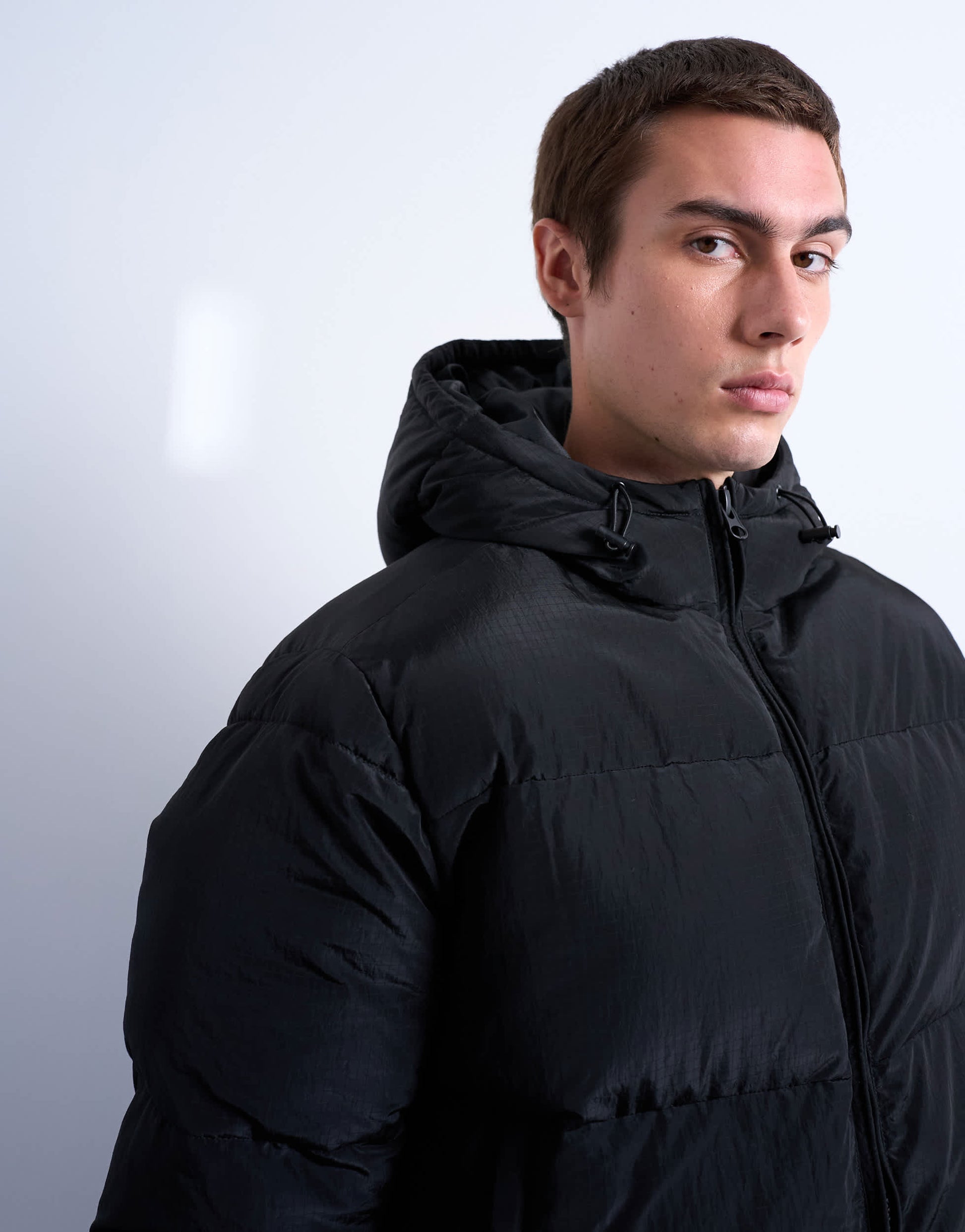 Topman textured puffer jacket in black