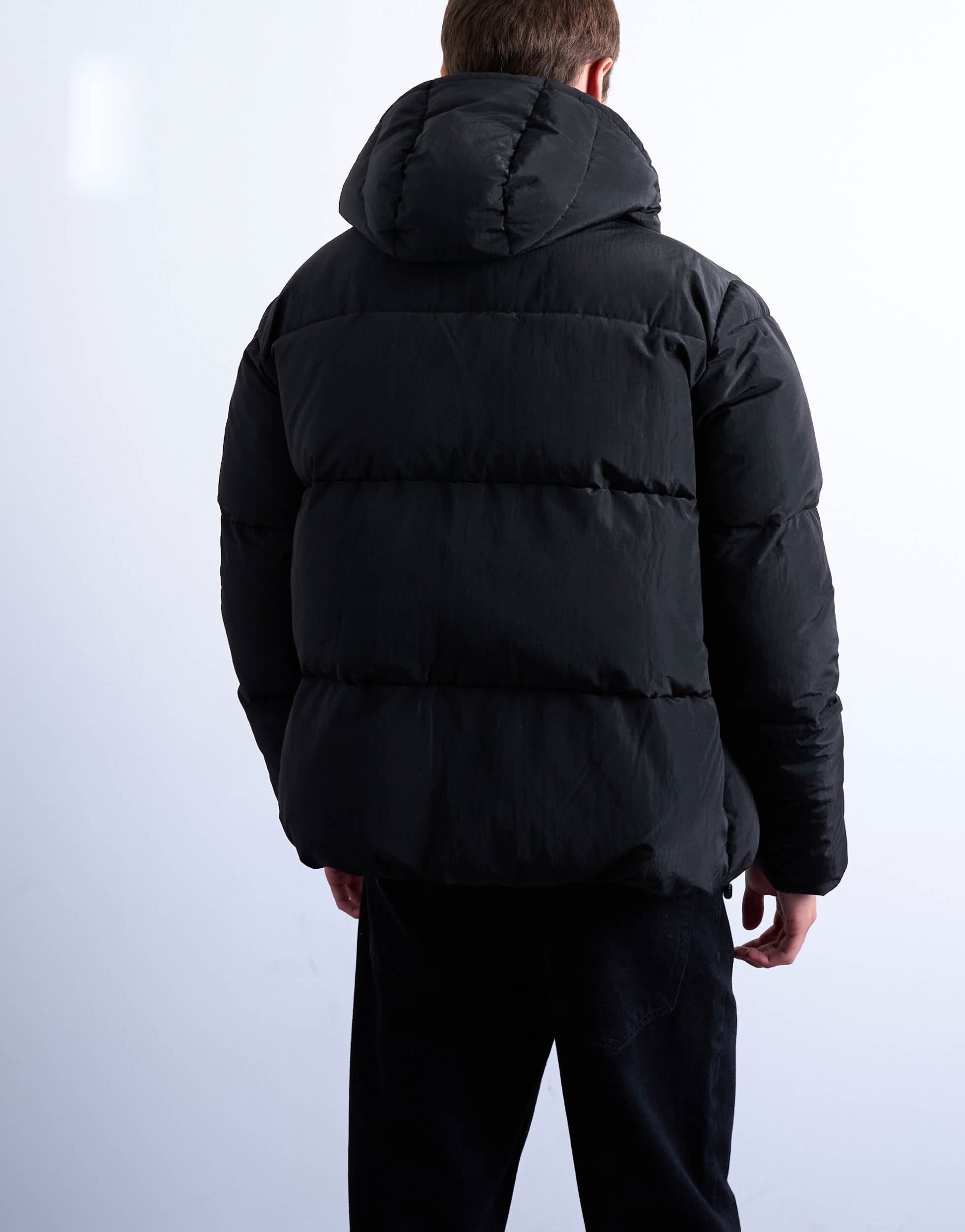 Topman textured puffer jacket in black