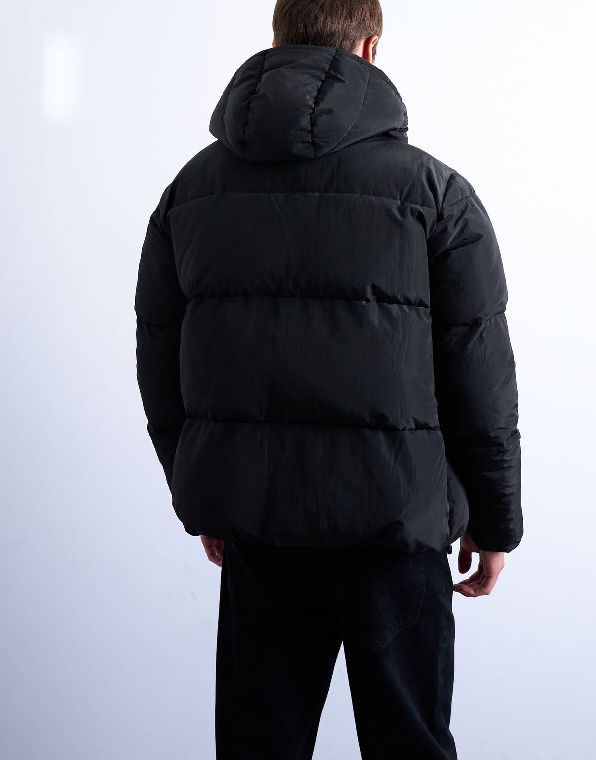 Topman textured puffer jacket in black