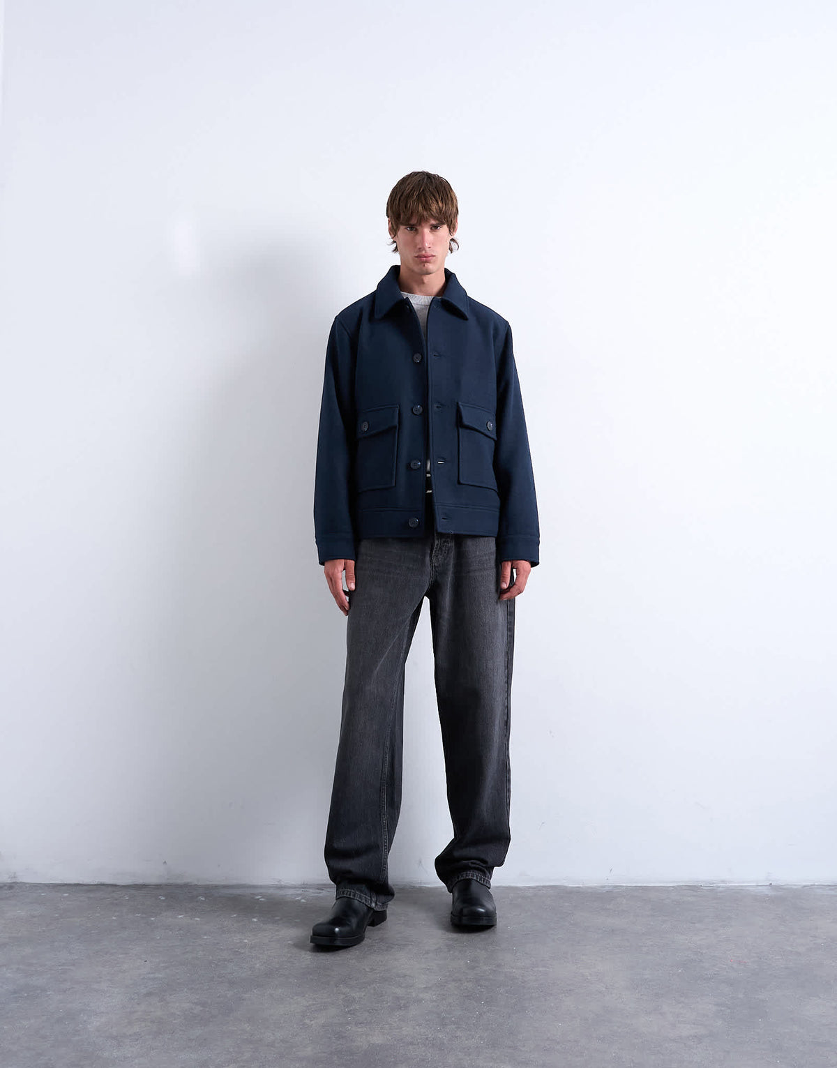 Topman wool blend shacket in navy