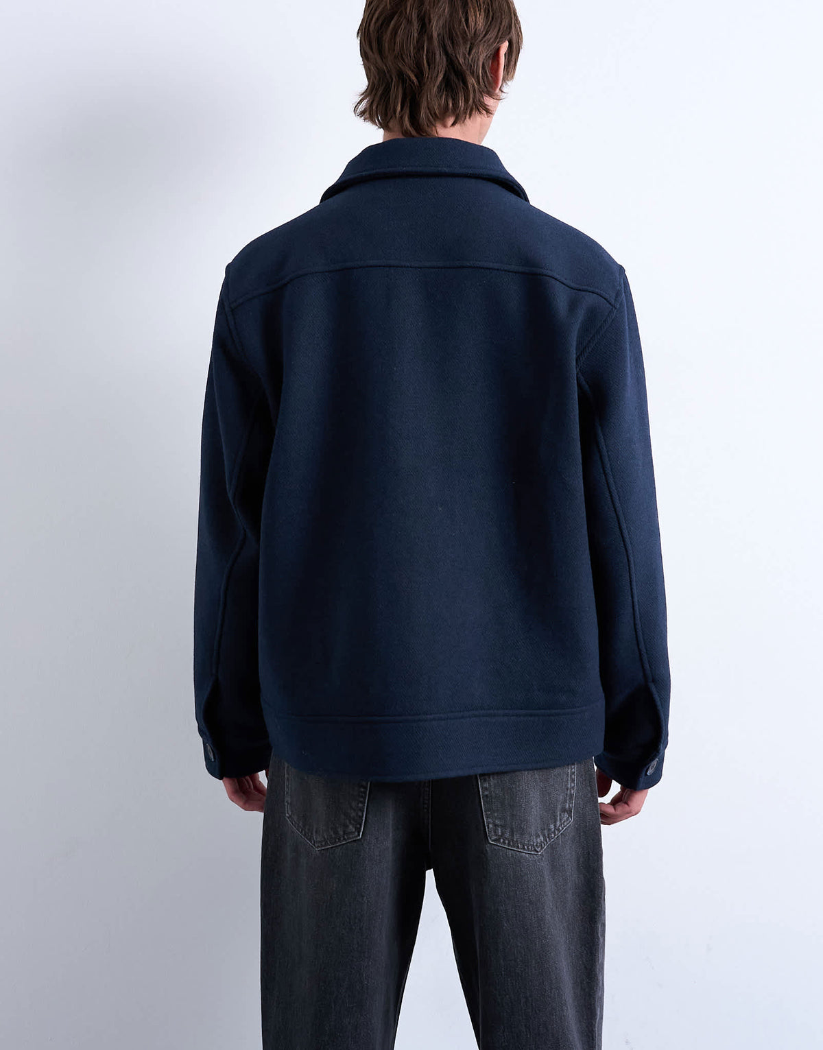 Topman wool blend shacket in navy