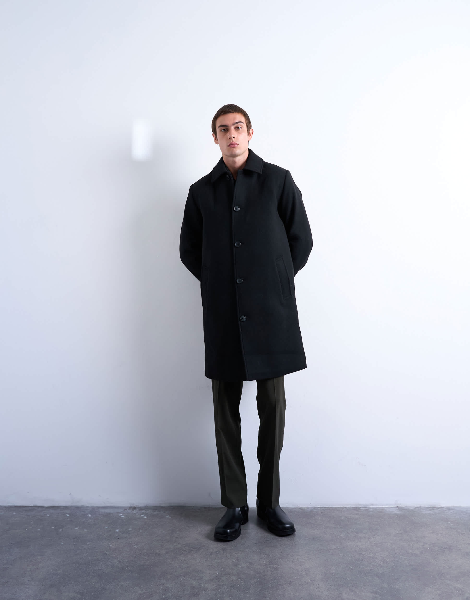 Topman Wollmischung Autocoat in Schwarz