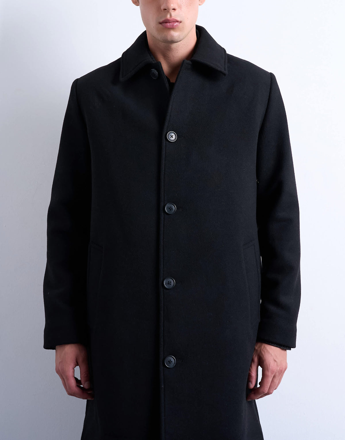 Topman wool blend car coat in black