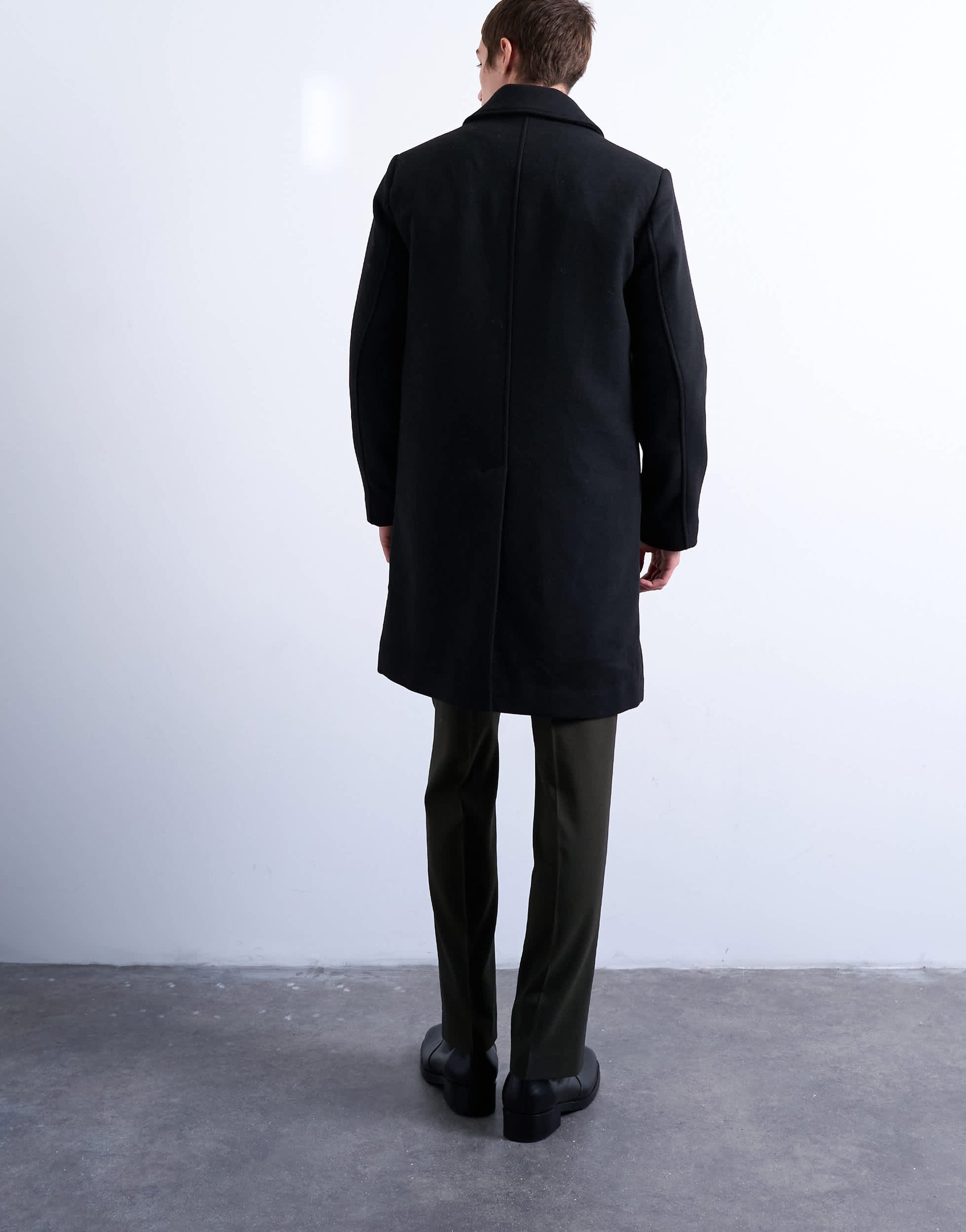 Topman wool blend car coat in black