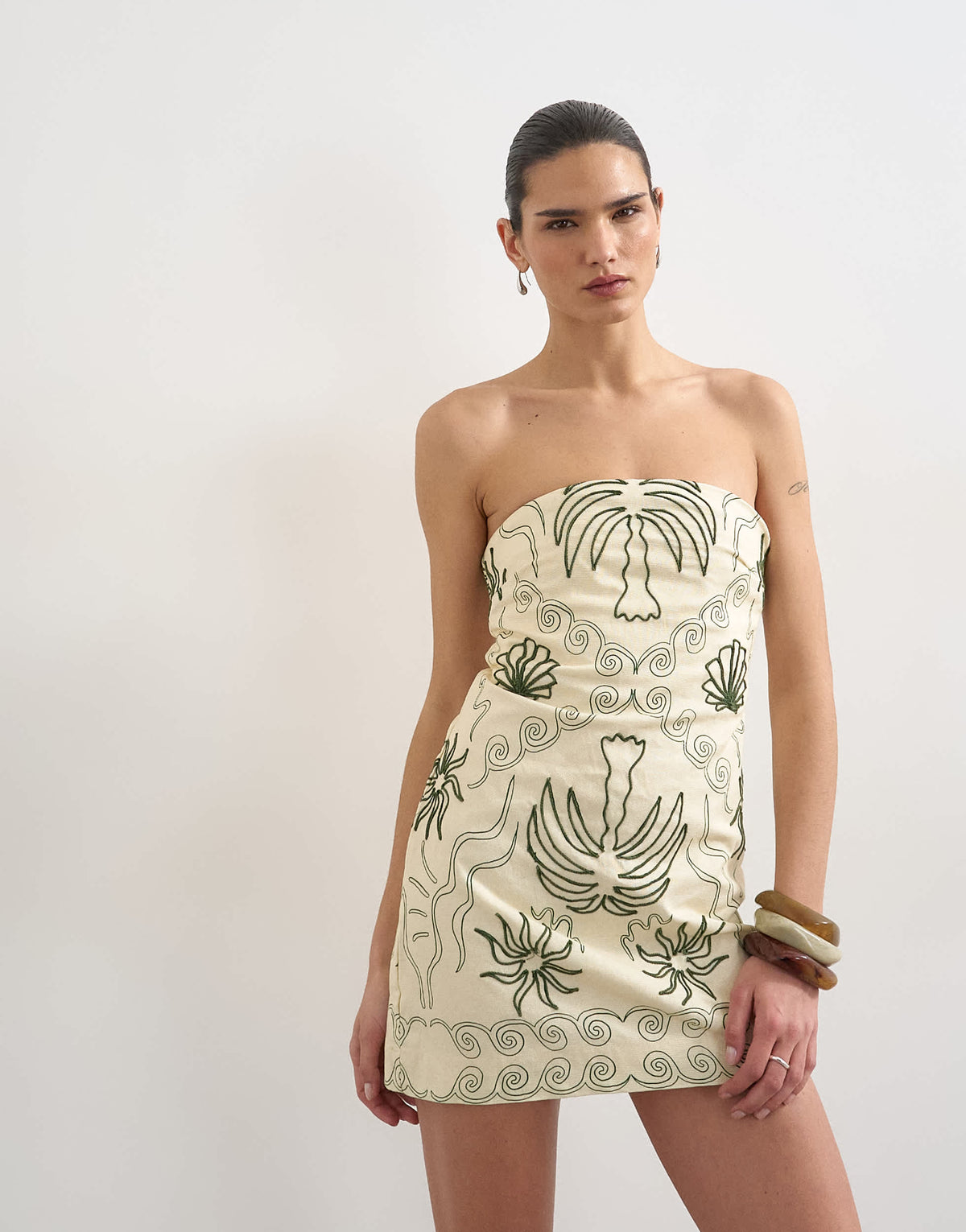 Topshop structured bandeau with roping detail in green