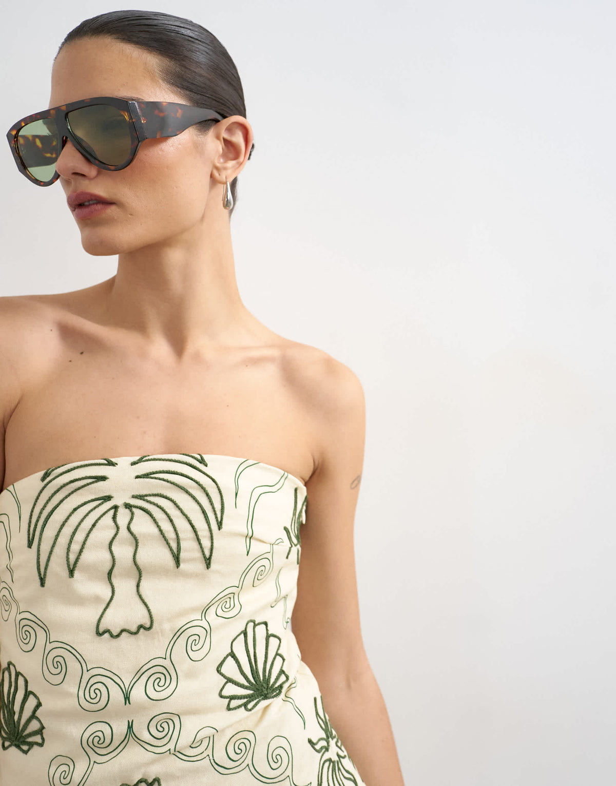 Topshop structured bandeau with roping detail in green