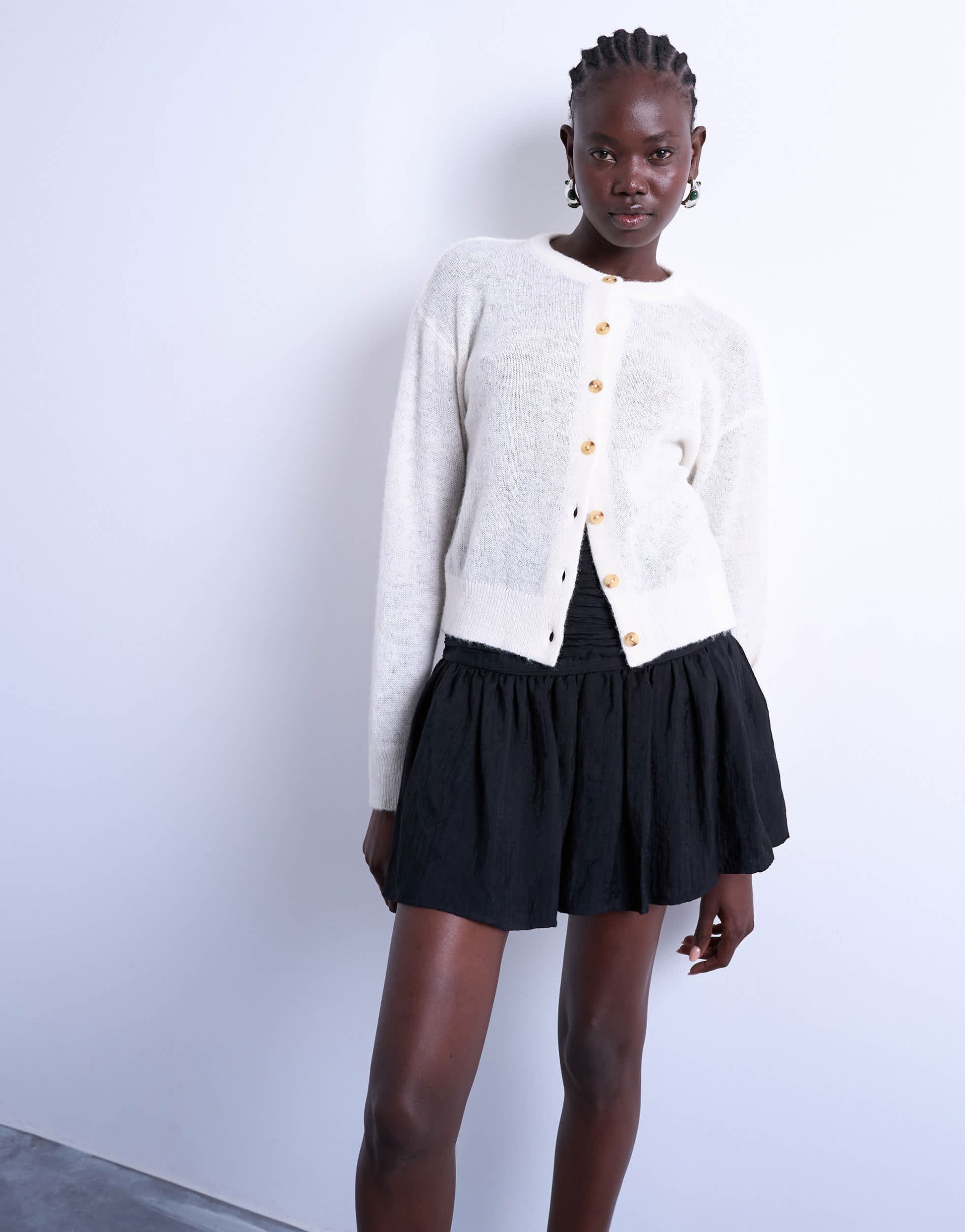 Topshop drop waist mini skirt in black