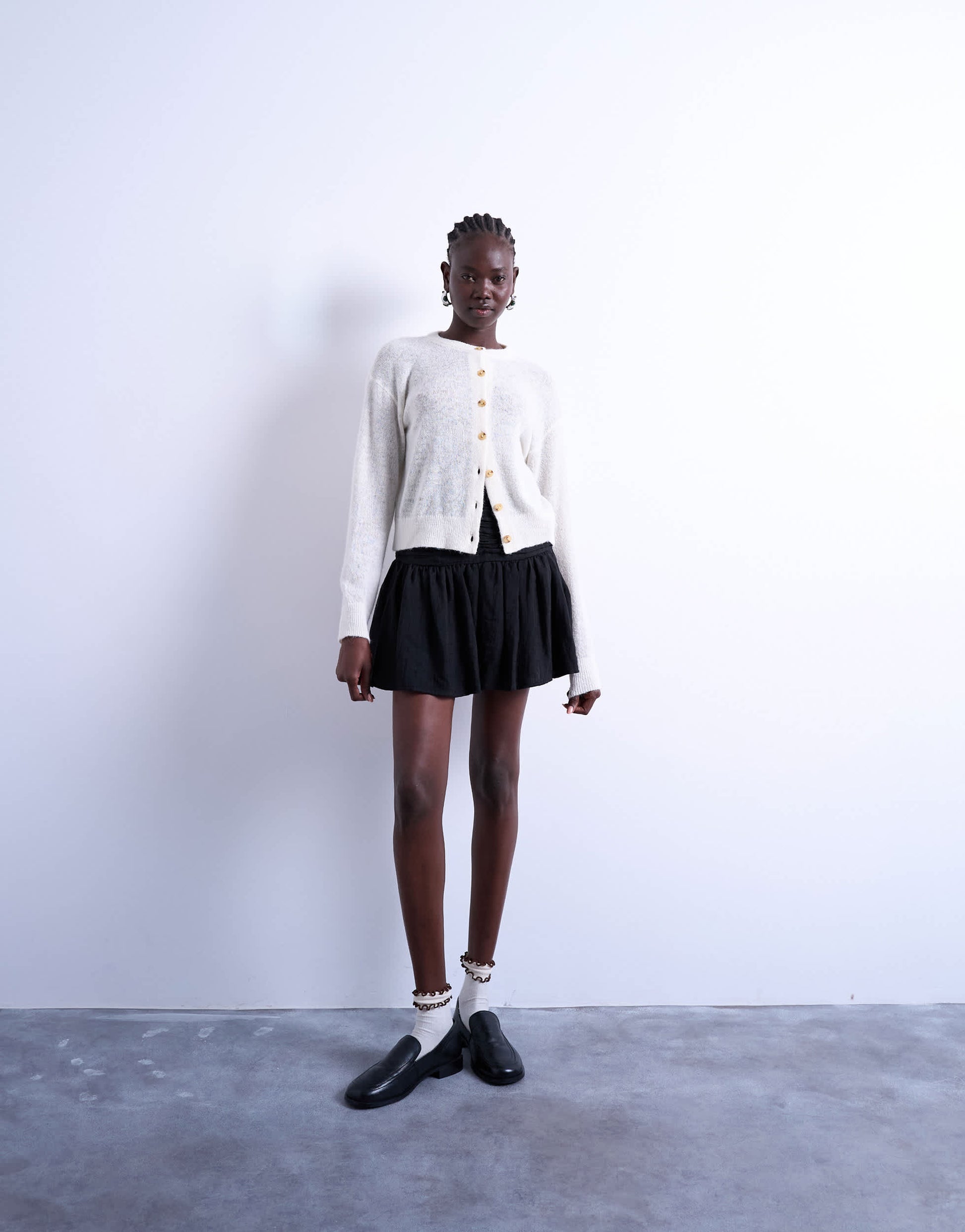 Topshop drop waist mini skirt in black