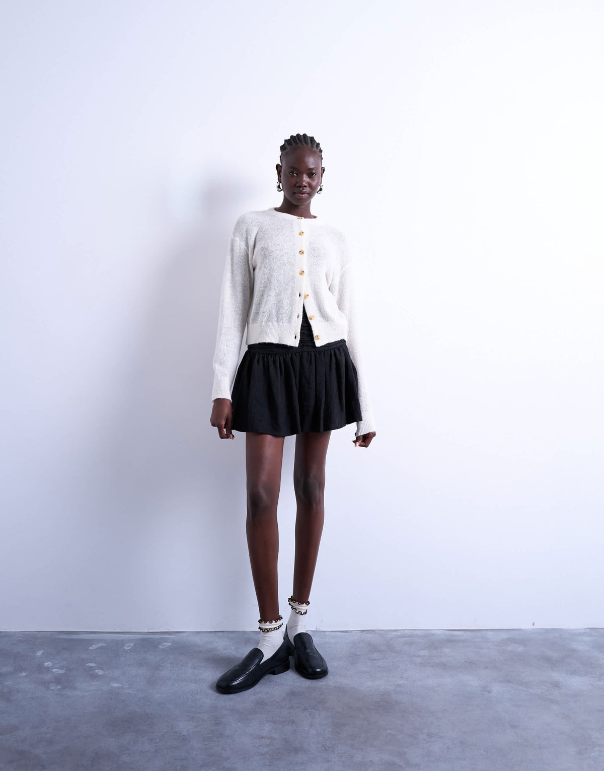Topshop drop waist mini skirt in black