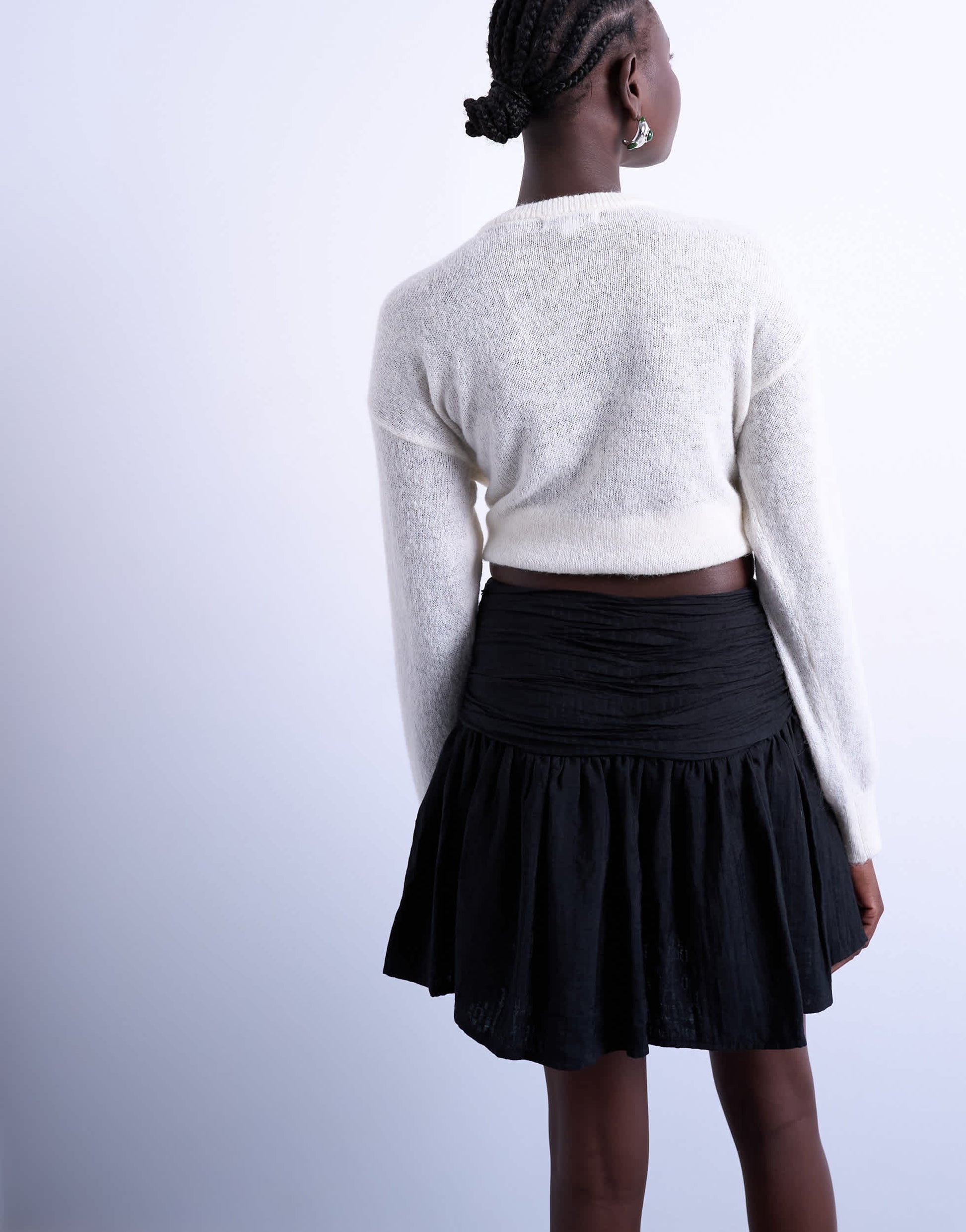 Topshop drop waist mini skirt in black
