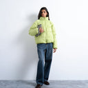 Topshop funnel neck puffer bomber jacket in leaf green