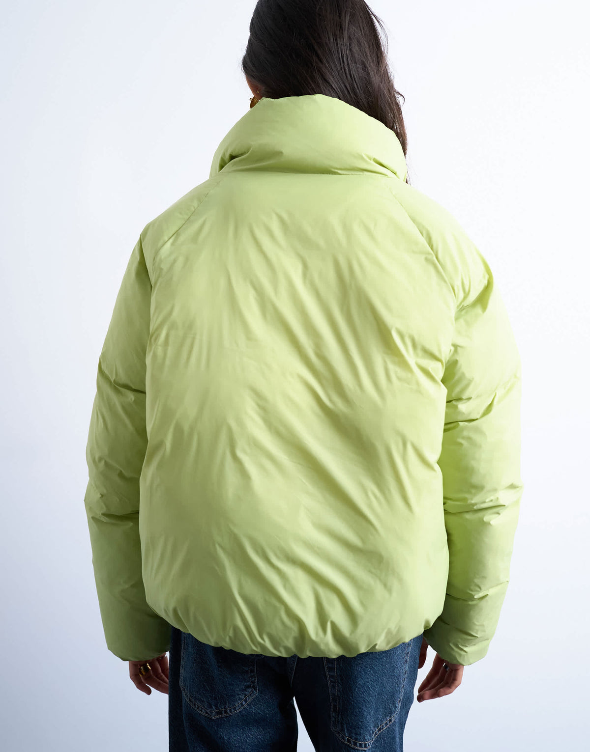 Topshop funnel neck puffer bomber jacket in leaf green