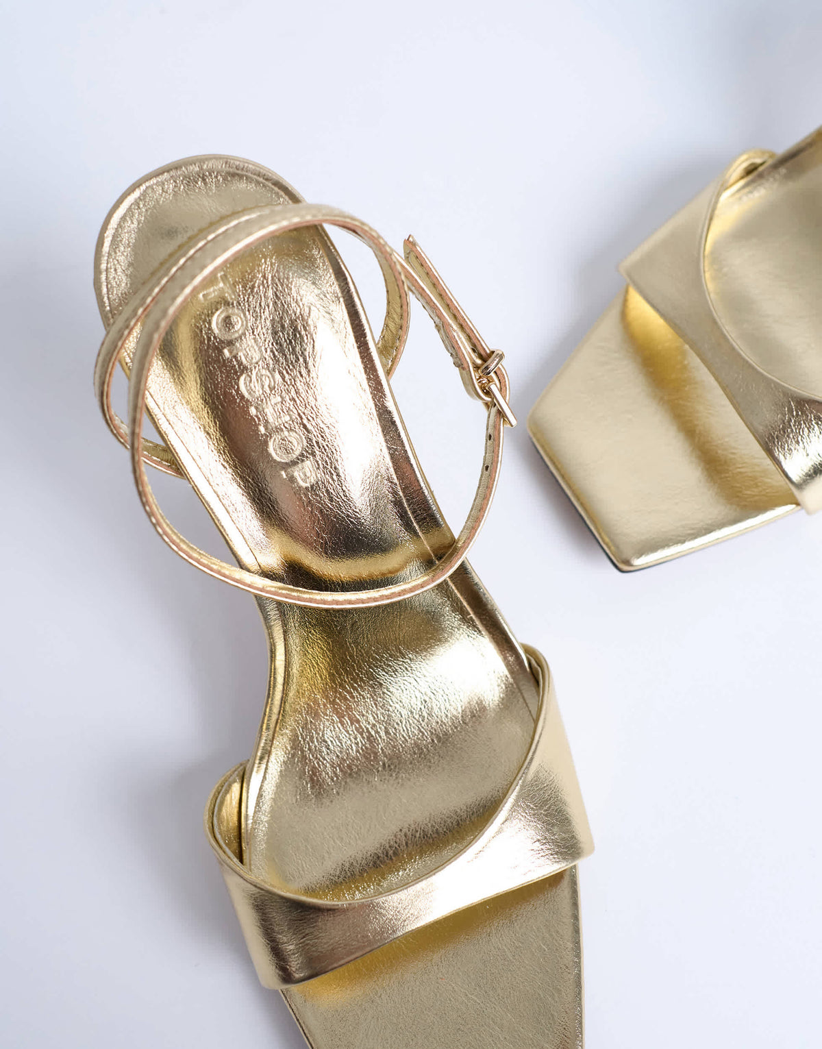 Topshop Immy cone high heel sandal in gold