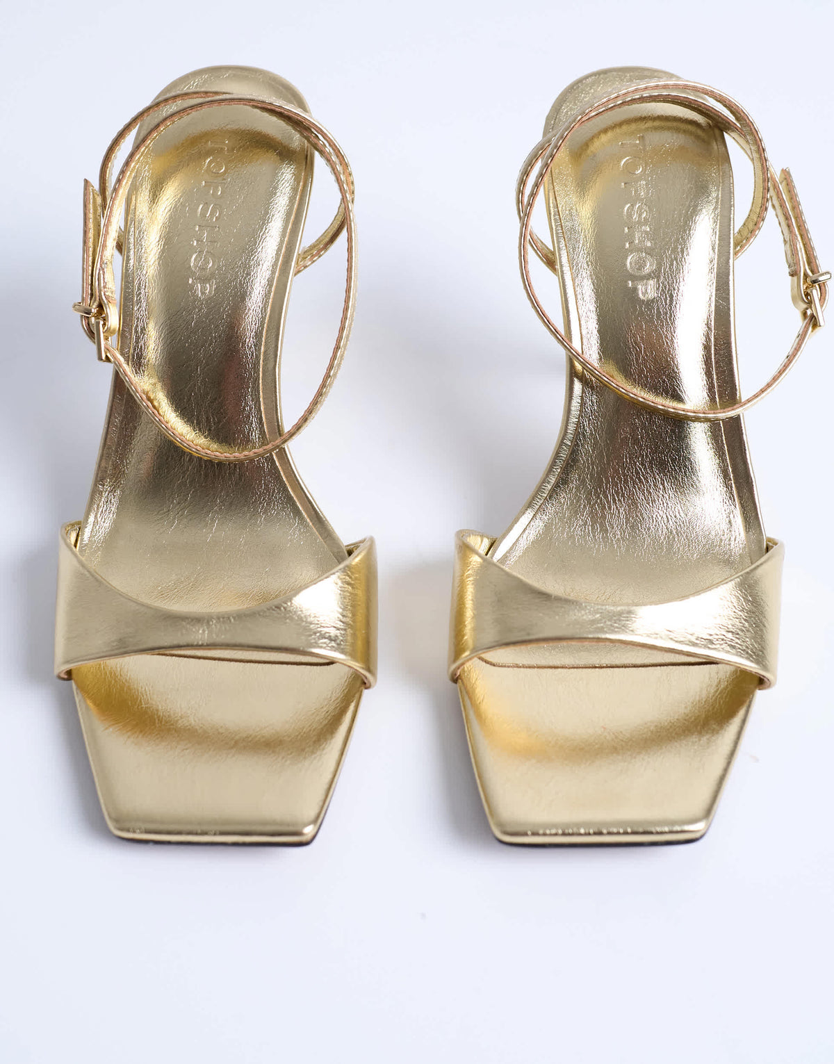 Topshop Immy cone high heel sandal in gold
