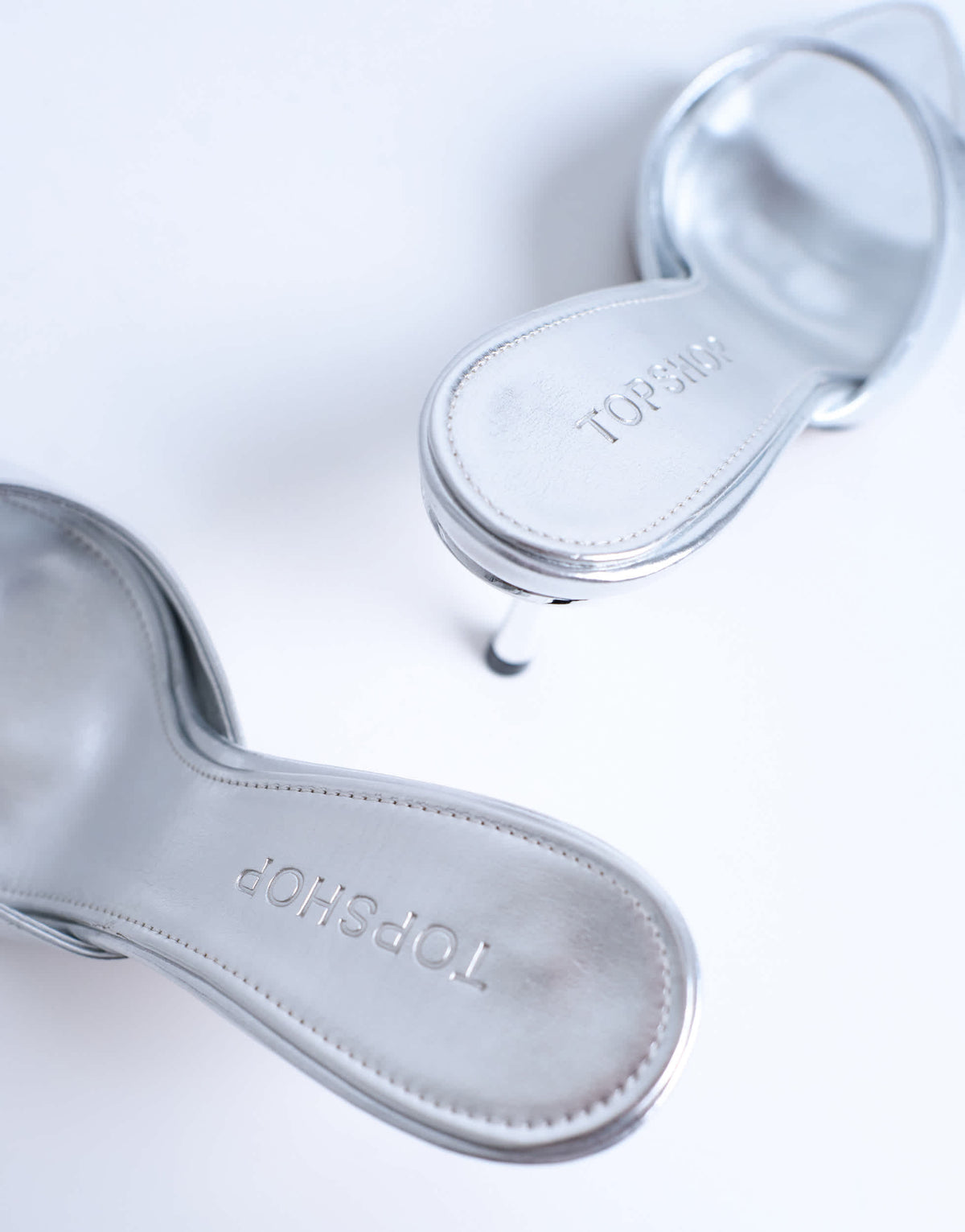 Topshop Isaac point toe mule in silver