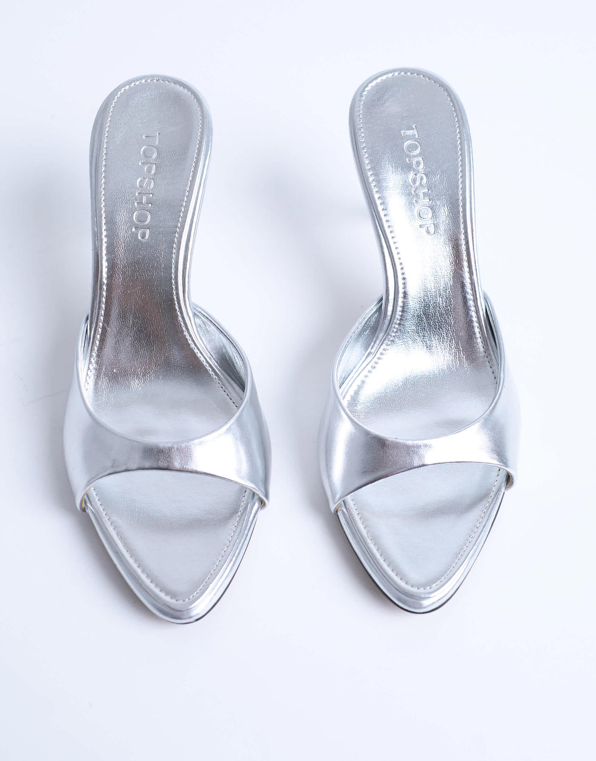 Topshop Isaac point toe mule in silver