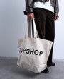 Topshop large canvas tote bag in white