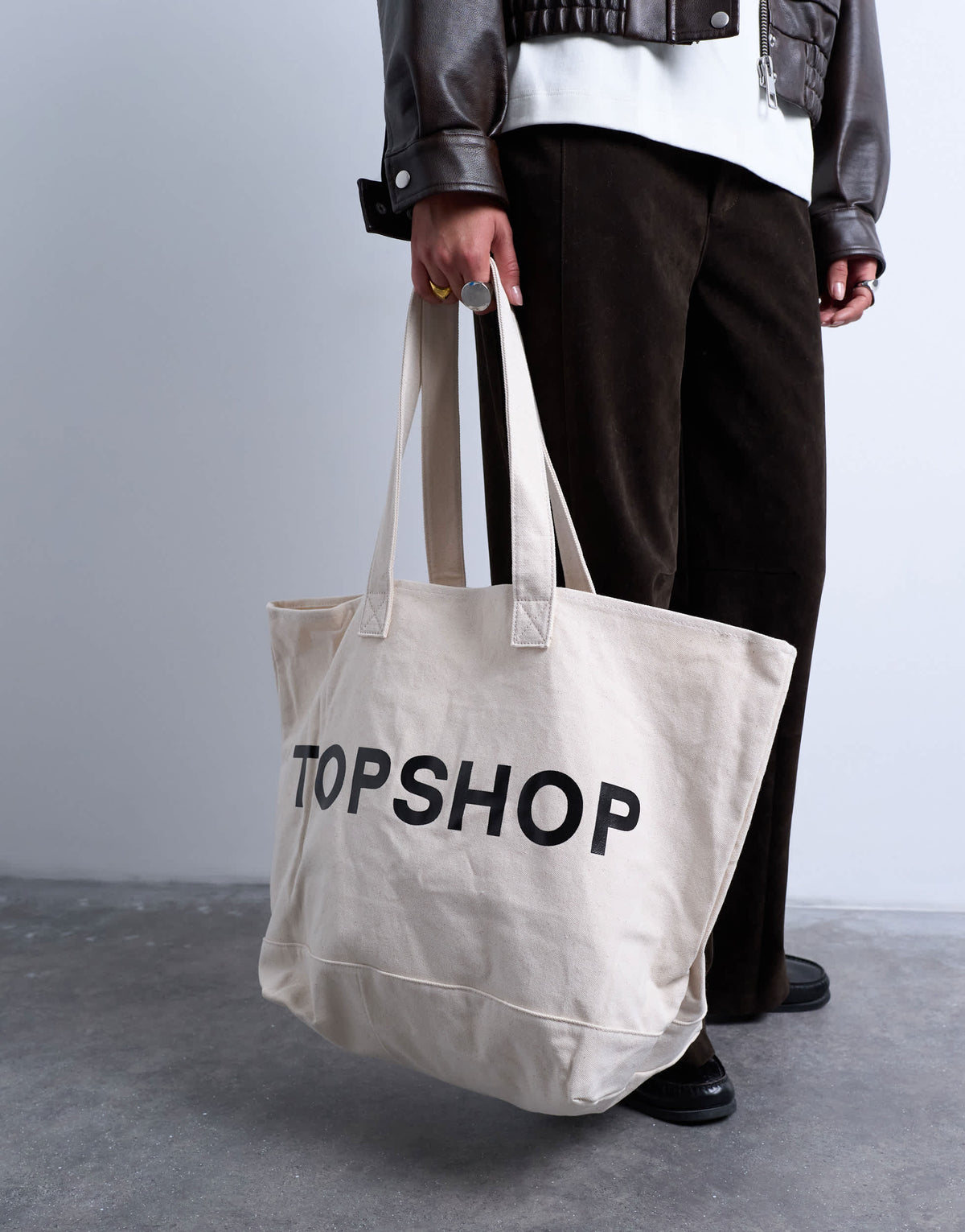 Topshop large canvas tote bag in white