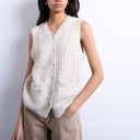 Topshop gestricktes Tanktop mit aufgesetzter Tasche in Hafer