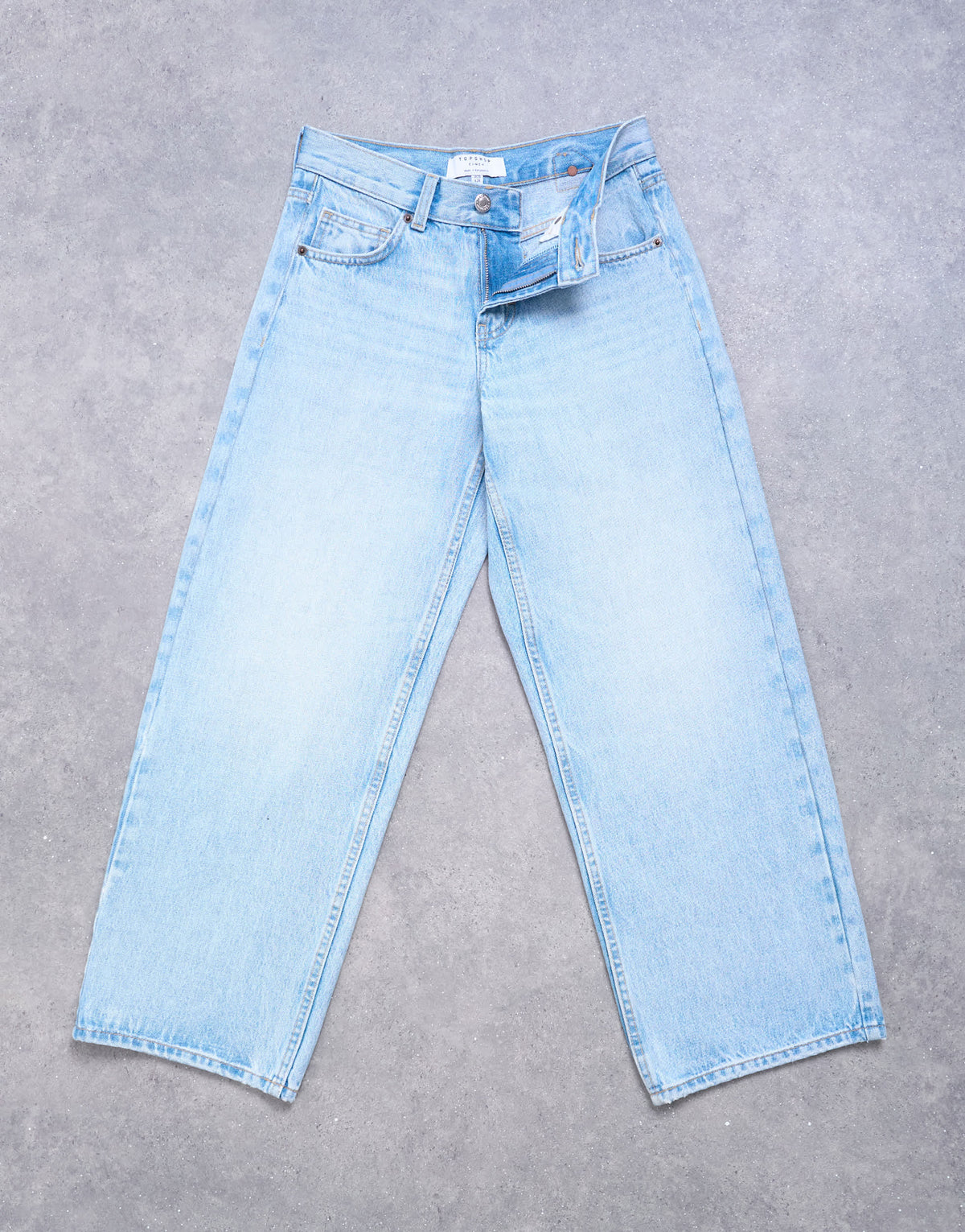 Topshop Petite Cinch low rise relaxed jean in bleach