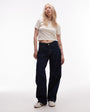 Topshop Petite Cinch low rise relaxed jean in raw look indigo 