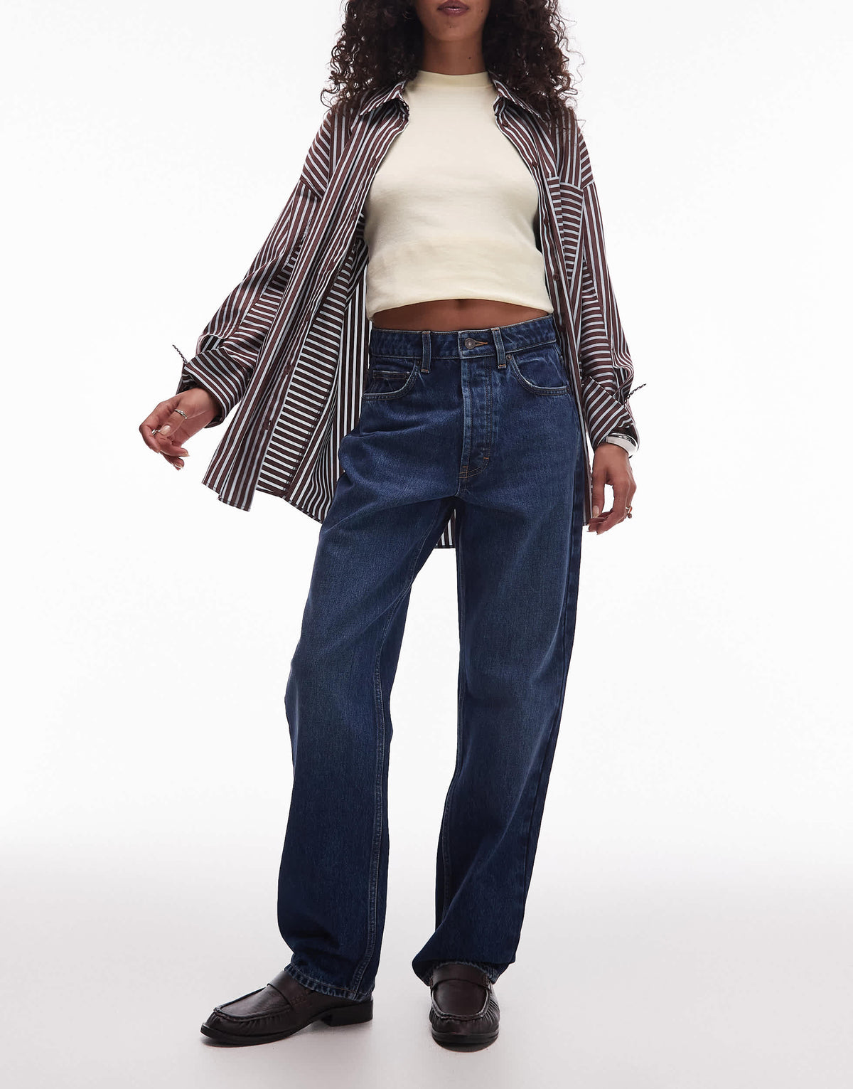Topshop Kort high rise straight jean in rich blue