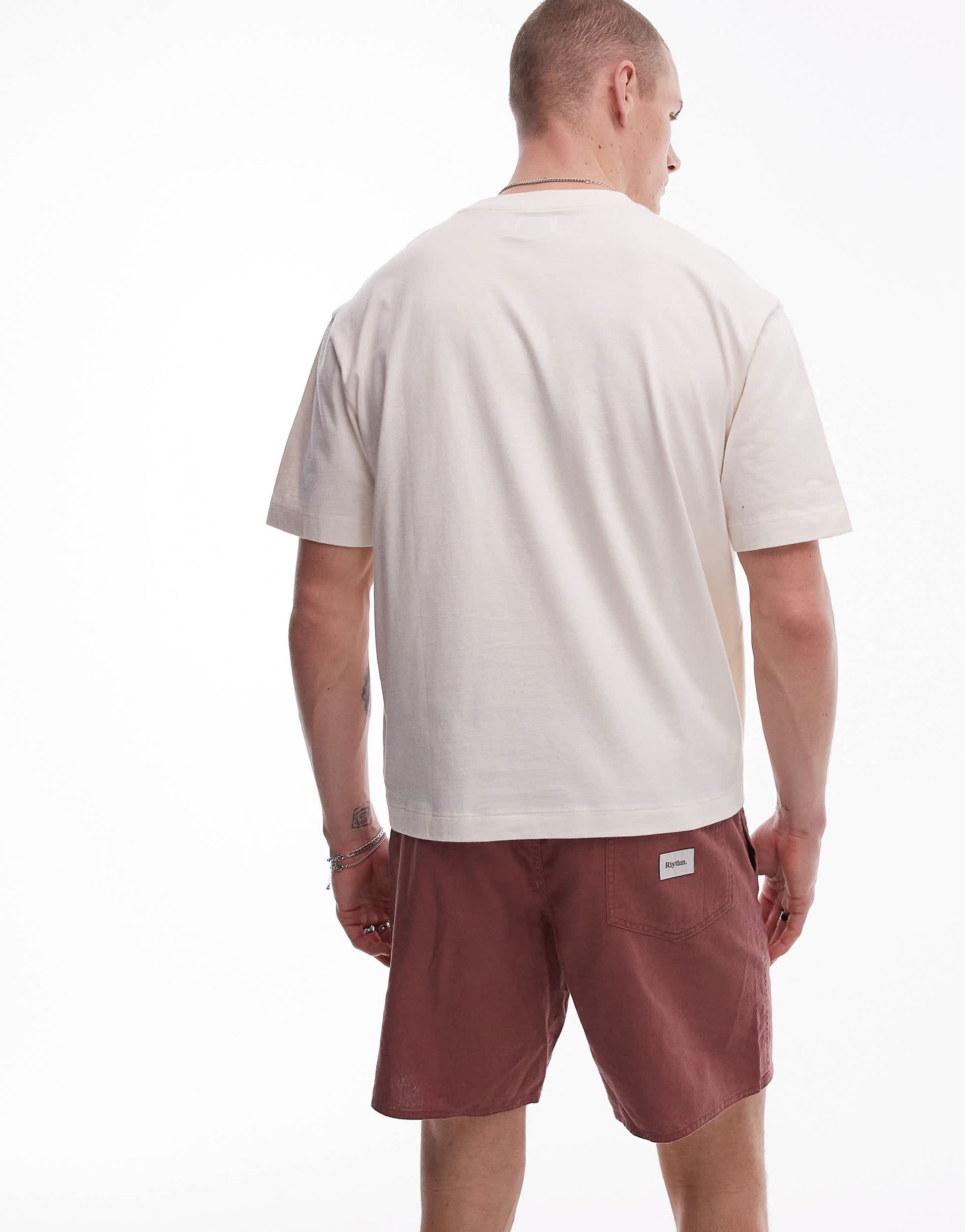Topman crop fit t-shirt in ecru