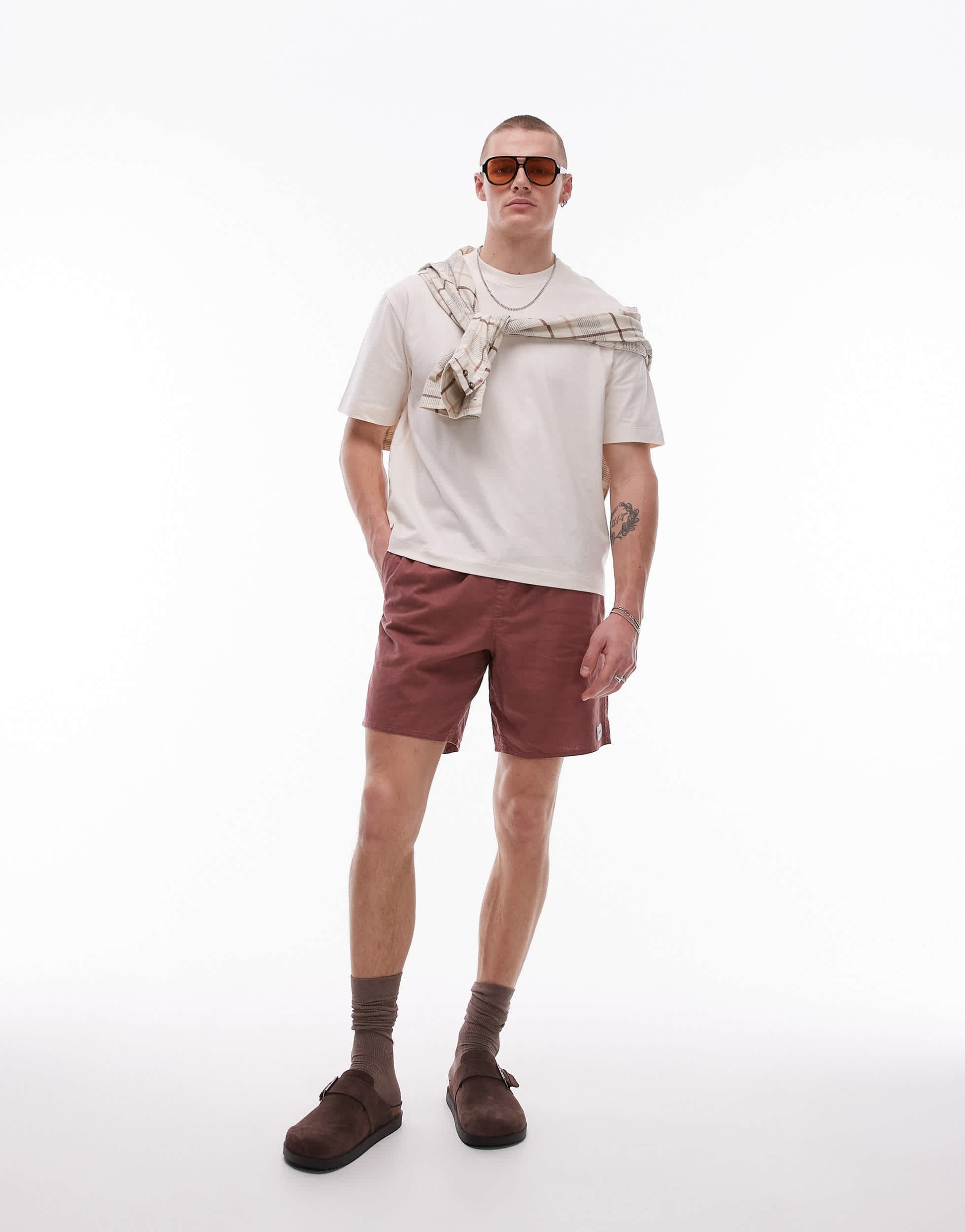 Topman crop fit t-shirt in ecru