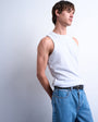 Topman fitted rib vest with high neck in grey marl